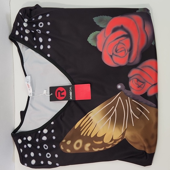 NEW Plus Size & Curve Butterfly Rose Print Above-the-knee ROSEGAL Dress (3X) - Picture 6 of 12